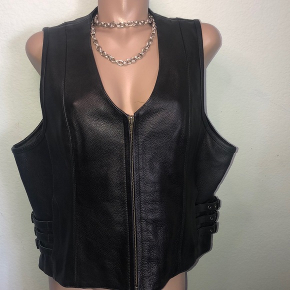 Milwaukee Leather Jackets & Blazers - Milwaukee Leather Black Buckle Perf Vest Zip 4XL